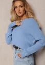Pulover Albastru cu Model Relief Sigune