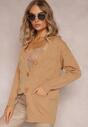 Bleumarin Cardigan Tricot Imprimeuri Lungime Midi cu Buzunare Luittis