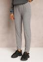 Pantaloni gri High Waist din lână cu elastic și șnur în talie Ishildame