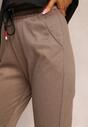 Brązowe Bawełniane Spodnie Dresowe z Gumką w Pasie Gerwinns
