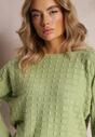 Zielony Dzianinowy Sweter z Rękawami typu Nietoperz Cascapia