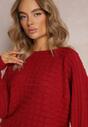 Bordowy Dzianinowy Sweter z Rękawami typu Nietoperz Cascapia