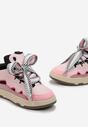 Różowe Sneakersy z Dekoracyjnym Sznurowaniem i Wstawką na Języku Cristen