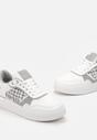 Białe Sneakersy Ozdobione Wstawką z Tweedowego Materiału Saini