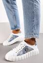 Biało-Niebieskie Sznurowane Sneakersy ze Skóry Breana