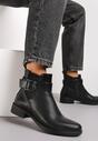 Botine Chelsea Negre cu Inserție Elastică și Curea Decorativă Momala