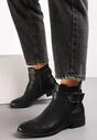 Botine Chelsea Negre cu Inserție Elastică și Curea Decorativă Momala