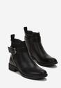 Botine Chelsea Negre cu Inserție Elastică și Curea Decorativă Momala