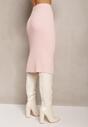 Fustă Midi Roz din Tricot Rib Limoce