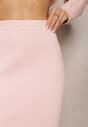 Fustă Midi Roz din Tricot Rib Limoce