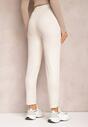 Pantaloni bej deschis High Waist din lână cu elastic și șnur în talie Ishildame