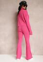 Fuksjowy Wiskozowy Komplet Sweter z Golfem i Spodnie z Prostymi Nogawkami i Gumką w Pasie Geddora