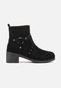 Botine negre cu toc gros și curele decorative Seuaia
