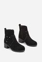 Botine negre cu toc gros și curele decorative Seuaia