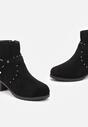 Botine negre cu toc gros și curele decorative Seuaia
