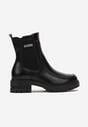 Botine Chelsea negre cu talpă groasă și placă metalică Koleiia