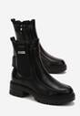 Botine Chelsea negre cu talpă groasă și placă metalică Koleiia
