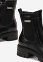 Botine Chelsea negre cu talpă groasă și placă metalică Koleiia