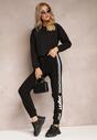 Pantaloni sport negri din bumbac cu dungi laterale și imprimeu Sumbala