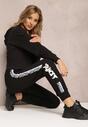 Pantaloni sport negri din bumbac cu dungi laterale și imprimeu Sumbala
