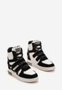 Sneakers Negru și Alb pe Platformă Ascunsă Închidere cu Arici și Șireturi cu Inserții Decorative din Piele Întoarsă