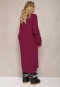 Cardigan Lung Violet Închis cu Împletitură Largă Decorativă Havsana