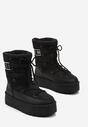 Botine negre cu platformă și șiret decorativ Zingie