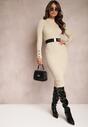 Rochie-Pulover Bej Deschis Midi cu Fir Metalic Nathaliese