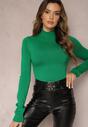 Pulover Verde Tricot Guler Înalt Asajma