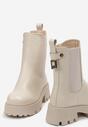 Bej Botine Ghete Chunky cu Curea și Elemente Metalice Maduvrsha