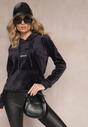 Bleumarin Bluză Călduroasă Velur Model Căprioară cu Inscripție Meluia