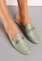 Verde deschis Papuci Mule din imitație de Piele cu Cataramă decorativă și Cusături Morissa