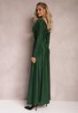 Rochie Verde Clos Maxi cu Paiete cu Drapat in Talie Kizzetta