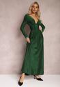 Rochie Verde Clos Maxi cu Paiete cu Drapat in Talie Kizzetta
