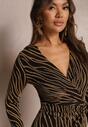 Rochie Aurie Strălucitoare Petrecută Midi Zaola