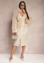 Rochie Midi Aurie tip Plic cu Drapat si Paiete Fendra