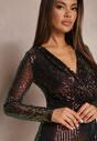 Rochie midi multicolor evazată cu paiete și decolteu încrucișat Junicca