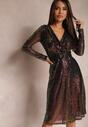 Rochie midi multicolor evazată cu paiete și decolteu încrucișat Junicca