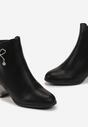 Botine negre din piele ecologică cu toc și fundă cu zirconiu Venika
