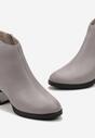 Botine gri închis cu toc gros și inserție metalică Heddisia