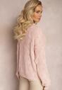 Pulover Roz Oversize cu Împletitură Ornamentală Boeda
