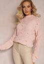 Pulover Roz Oversize cu Împletitură Ornamentală Boeda