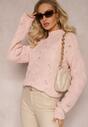 Pulover Roz Oversize cu Împletitură Ornamentală Boeda