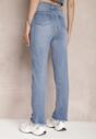 Jasnoniebieskie Jeansy High Waist ze Strzępionymi Nogawkami Thaliinoriel