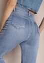 Jasnoniebieskie Jeansy High Waist ze Strzępionymi Nogawkami Thaliinoriel