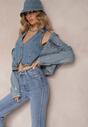 Jasnoniebieskie Jeansy High Waist ze Strzępionymi Nogawkami Thaliinoriel