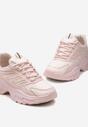 Różowe Sneakersy na Niskiej Platformie z Ozdobnymi Wstawkami na Cholewce Amrogia