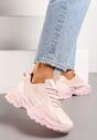 Różowe Klasyczne Sneakersy Sznurowane na Niskiej Platformie Lenivia