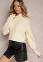 Bej deschis oversized pulover tricot decorativ Jupiterra
