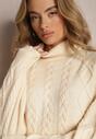 Bej deschis oversized pulover tricot decorativ Jupiterra